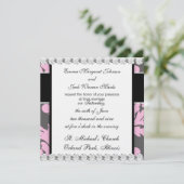 Invitation pink and deep gray large damask (Debout devant)