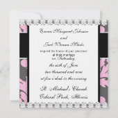 Invitation pink and deep gray large damask (Devant)