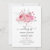 Invitation Pink and Faux Foil & Parties scintillant Mariage f (Devant)
