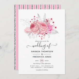 Invitation Pink and Faux Foil & Parties scintillant Mariage f