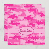 Invitation Pink and Fuchsia Camo Camouflage Party Event (Devant / Derrière)