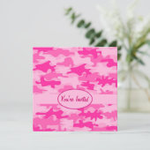 Invitation Pink and Fuchsia Camo Camouflage Party Event (Debout devant)