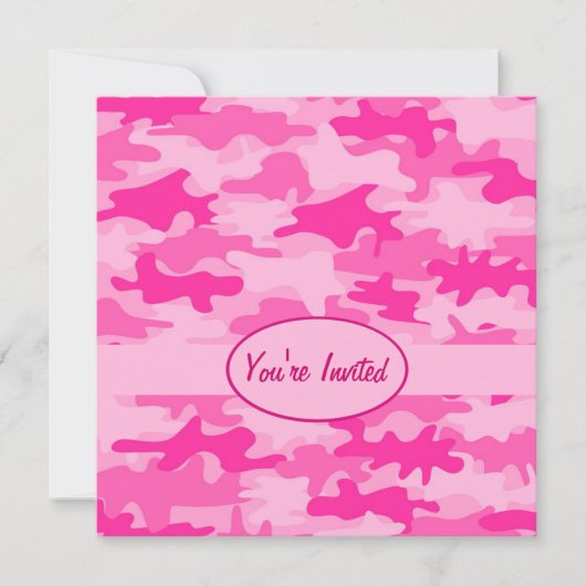 Invitation Pink and Fuchsia Camo Camouflage Party Event (Devant)