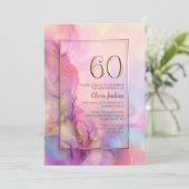 Invitation Pink and Gold 60th Birthday Party (Debout devant)