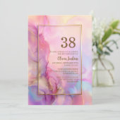 Invitation Pink and Gold Any Age Birthday Party (Debout devant)