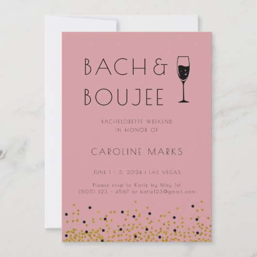 Invitation Pink and Gold Bach et Boujee Bachelorette Party (Devant)