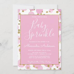 Invitation Pink and Gold Foil Confetti Girl's Baby Sprinkle