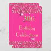 Invitation Pink and Gold Glitzy Sparkle 30e anniversaire (Devant / Derrière)