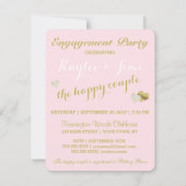 Invitation Pink And Gold Heart Polka Dot Douche (Dos)