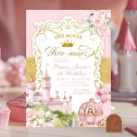Invitation Pink and Gold Kingdom Royal Fively 5e anniversaire<br><div class="desc">Pink and Gold Kingdom Royal Fively 5th Birthday Invitation,  Pink Castle et Carriage Girl Birthday Invitation,  Editable Birthday Invitation</div>