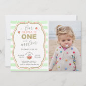 Invitation Pink and Gold Sparkel One in a Melon 1er Birthday (Devant)