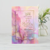Invitation Pink and Gold Surprise 75th Birthday Party (Debout devant)