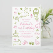 Invitation Pink and Green Easter 1st Birthday (Debout devant)