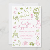 Invitation Pink and Green Easter Egg Hunt Party (Devant)