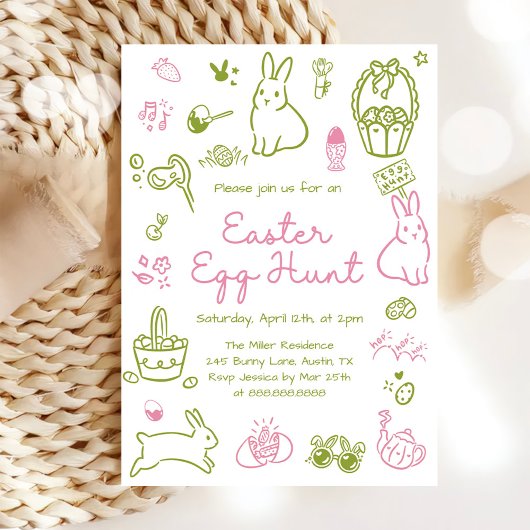 Invitation Pink and Green Easter Egg Hunt Party