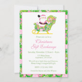Invitation Pink and Green Preppy Palm Beach Santa Party (Devant)