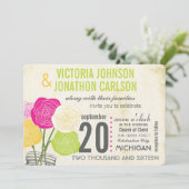 Invitation Pink and Green Rose Votre typographie (Debout devant)