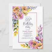 Invitation Pink and Orange Floral 95th Birthday Party (Devant)