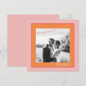 Invitation Pink and Orange Summer Wedding Save the Date (Devant / Derrière)