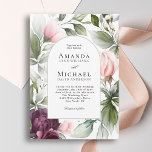 Invitation Pink and Plum Watercolor Botanical Charm Wedding<br><div class="desc">Romantic pink and plum watercolor rose florals and lush greenery make this wedding invitation design pop with style and charm. The matching arched frame bordered in light sage green adds stylish appeal to the botanical elements. This color combination has beautiful contrast and is a popular choice year round. Personalize the...</div>