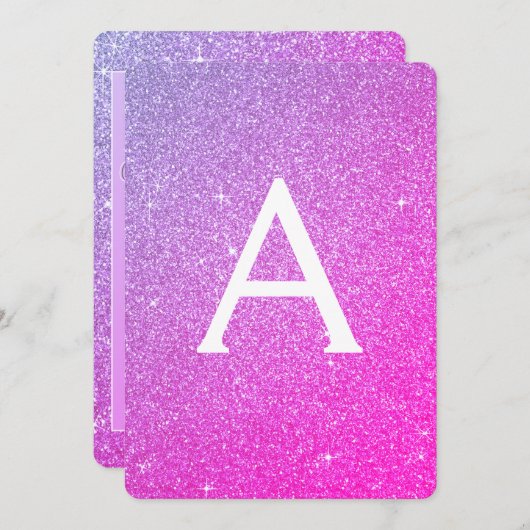 Invitation Pink and Purple Sparkle Parties scintillant Hen's  (Devant / Derrière)