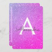 Invitation Pink and Purple Sparkle Parties scintillant Hen's  (Devant / Derrière)