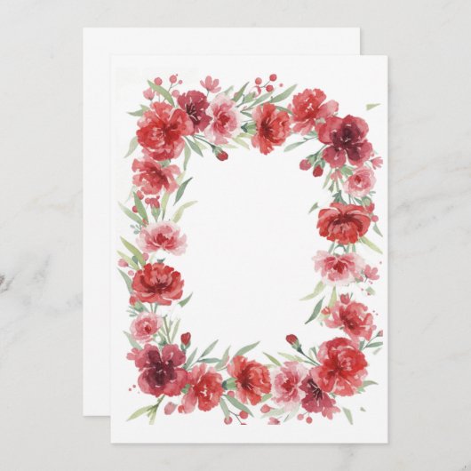 Invitation Pink and Red Carnation Frame (Devant / Derrière)