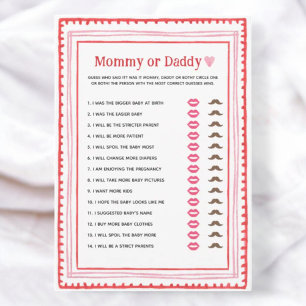 Invitation Pink and Red Heart Maman or Daddy Jeu