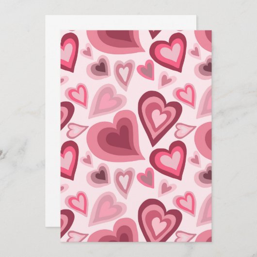 Invitation Pink and Red Layered Heart Pattern (Devant / Derrière)