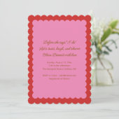 Invitation Pink and Red Scalloped Edge Bridal Shower (Debout devant)