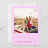 Invitation Pink and Red Script Heart Photo et Mariage de site (Dos)