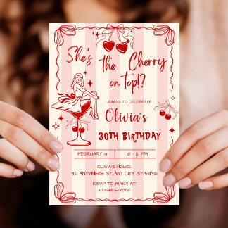 Invitation Pink and Red Valentines day 30th Birthday Party