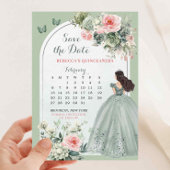 Invitation Pink and Sage Green Quince Calendar Enregistrer la