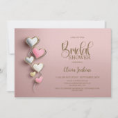 Invitation Pink and Silver Hearts Bridal Shower (Devant)