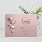 Invitation Pink and Silver Hearts Bridal Shower (Debout devant)
