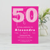 Invitation Pink And White Happy 50th Birthday Celebration (Debout devant)