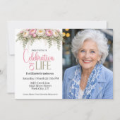 Invitation Pink and White Peony Celebration Of Life (Devant)