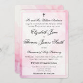 Invitation Pink and White Watercolor Catholic Wedding (Devant / Derrière)