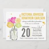 Invitation Pink and Yellow Rose Typography Modern Wedding (Devant)