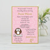 Invitation Pink Apportez un Baby shower de livre (Debout devant)