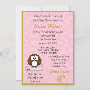 Invitation Pink Apportez un Baby shower de livre