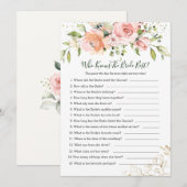 Invitation Pink Apricot Rose Foliage Qui connaît la mariée me (Devant / Derrière)