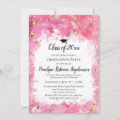 Invitation Pink Aquarelle Gold Splatter Graduation Party (Devant)