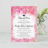 Invitation Pink Aquarelle Gold Splatter Graduation Party (Debout devant)