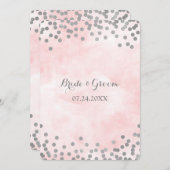 Invitation Pink Aquarelle Silver Confetti Mariage Invite (Devant / Derrière)