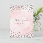 Invitation Pink Aquarelle Silver Confetti Mariage Invite (Debout devant)