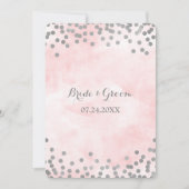 Invitation Pink Aquarelle Silver Confetti Mariage Invite (Devant)