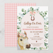 Invitation Pink Arch Folie Horse Pony Anniversaire (Devant / Derrière)