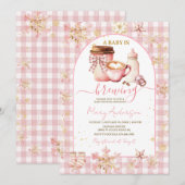 Invitation Pink Arch Gingham Baby Is Brewing Baby Shower (Devant / Derrière)