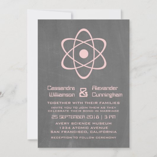 Invitation Pink Atomic Chalkboard Wedding (Devant)